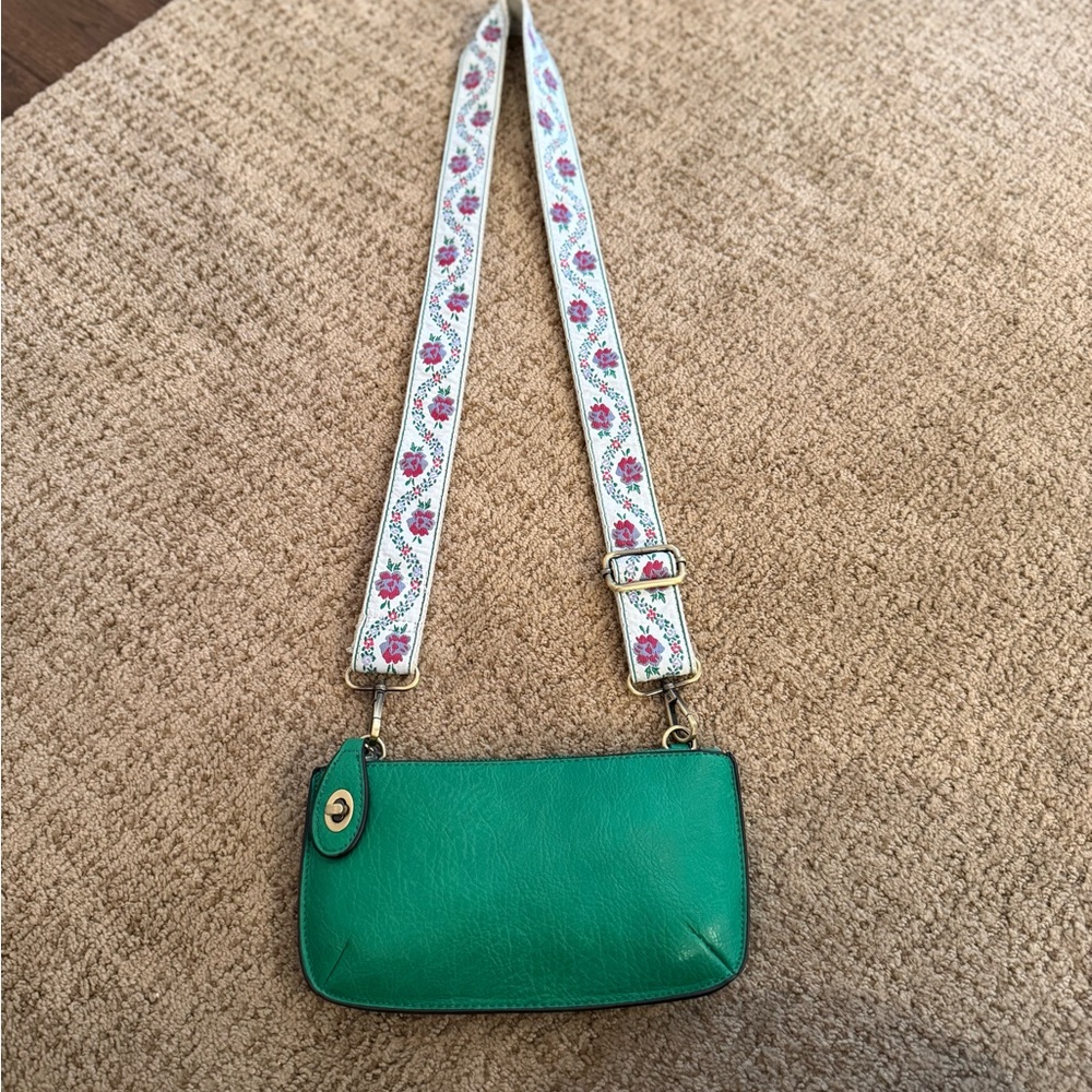 Joy Clover Vegan Leather Crossbody Bag and floral strap